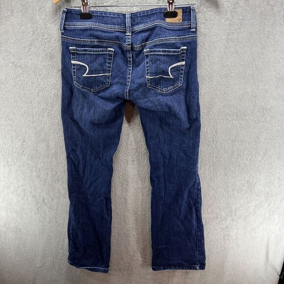 American Eagle Jeans Womens 2 Short Original Boot Stretch Blue Denim Dark Wash - Picture 4 of 8